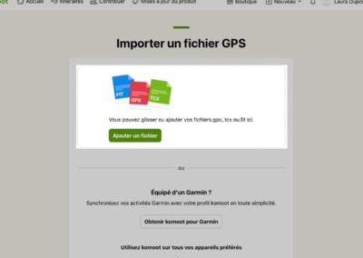 Importer ton fichier GPX dans Komoot étape 2