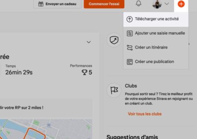 Importer ton fichier GPX dans Strava étape 1