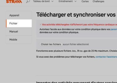 Importer ton fichier GPX dans Strava étape 2