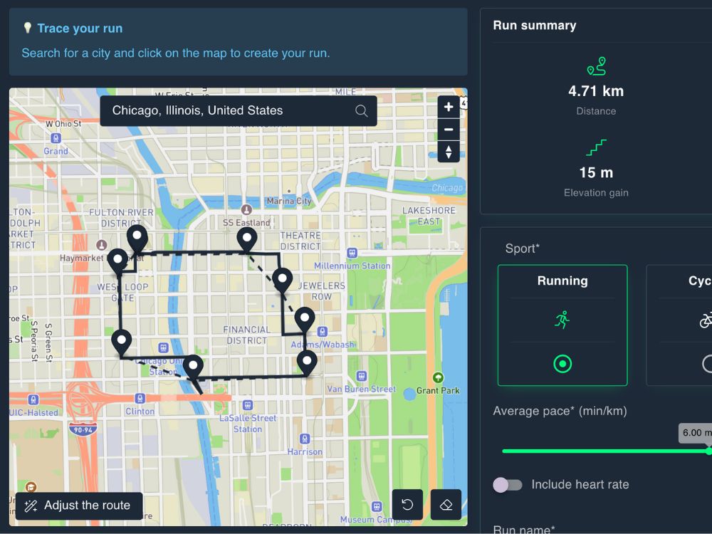 Create your fake run with SimuRun step 1