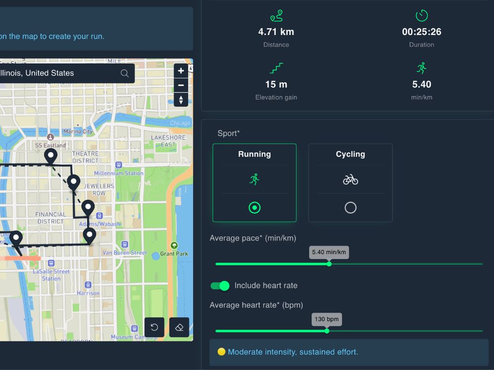 Create your fake run with SimuRun step 2