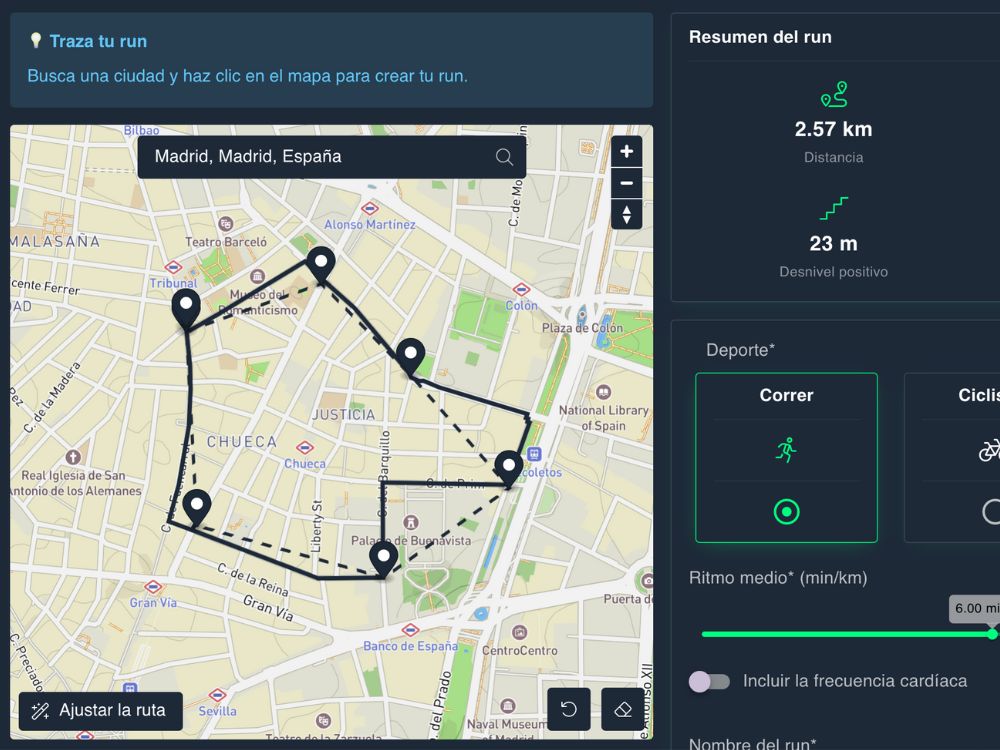 Crea tu run falso con SimuRun – paso 1