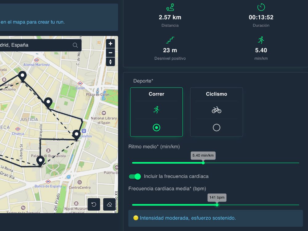Crea tu run falso con SimuRun – paso 2